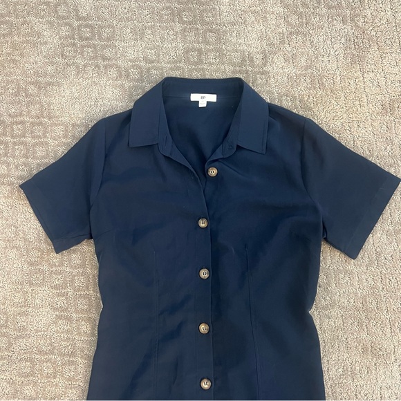 NWOT Nordstrom BP Navy Blue Shirt Dress With Drawstring in the Back, Size Medium - Picture 5 of 11